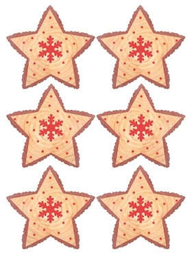 Hvězda dřevěná s lepíkem 4,5 cm, 6 ks
