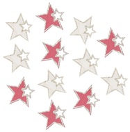 4930 Hvězda dřevěná  se zlatými glitry s lepíkem 4 cm červená a přírodní, 12 ks-2