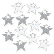 4931 Hvězda dřevěná s lepíkem 4 cm šedá a bílá, 12 ks-2