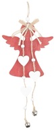 Anděl dřevěný na zavěšení 11 x 25 cm, červený