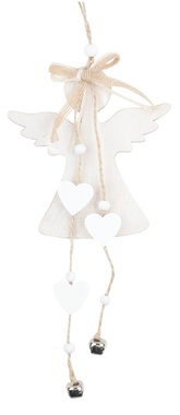 Anděl dřevěný na zavěšení 11 x 25 cm, bílý