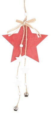Hvězda dřevěná na zavěšení 11 x 25 cm, červená