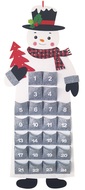 Adventní kalendář sněhulák na pověšení 38,5 x 94 cm, šedý