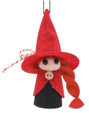 Čarodějka s knoflíkem 10,5 cm červená