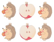 5151 Dřevění ježci a jablíčka na kolíčku 4 cm, 6 ks -1