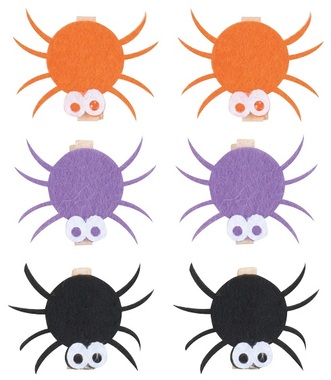 Pavouci z filcu na kolíčku 4,5 cm, 6 ks