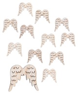 Křídla andělská dřevěná s lepíkem 3 cm, 12 ks, přírodní