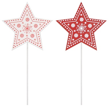 Dřevěné hvězdy na špejli 8 cm + špejle, 2 ks 