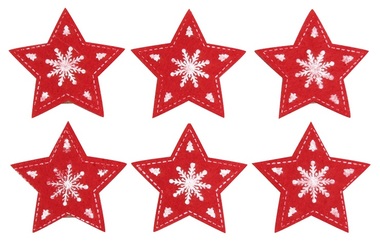Filcové hvězdy na kolíčku červené 5 cm, 6 ks 