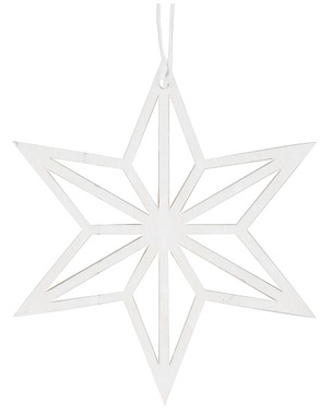 Dřevěná hvězda na zavěšení 8 cm, bílá 