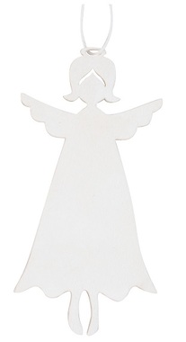 Dřevěný anděl na zavěšení 8 cm, bílý