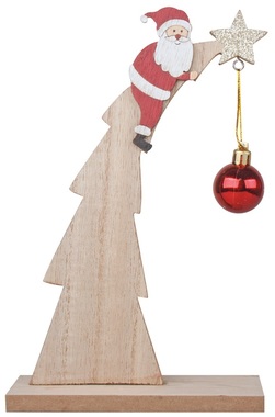 Santa s baňkou na stromě na postavení 14 x 22 cm