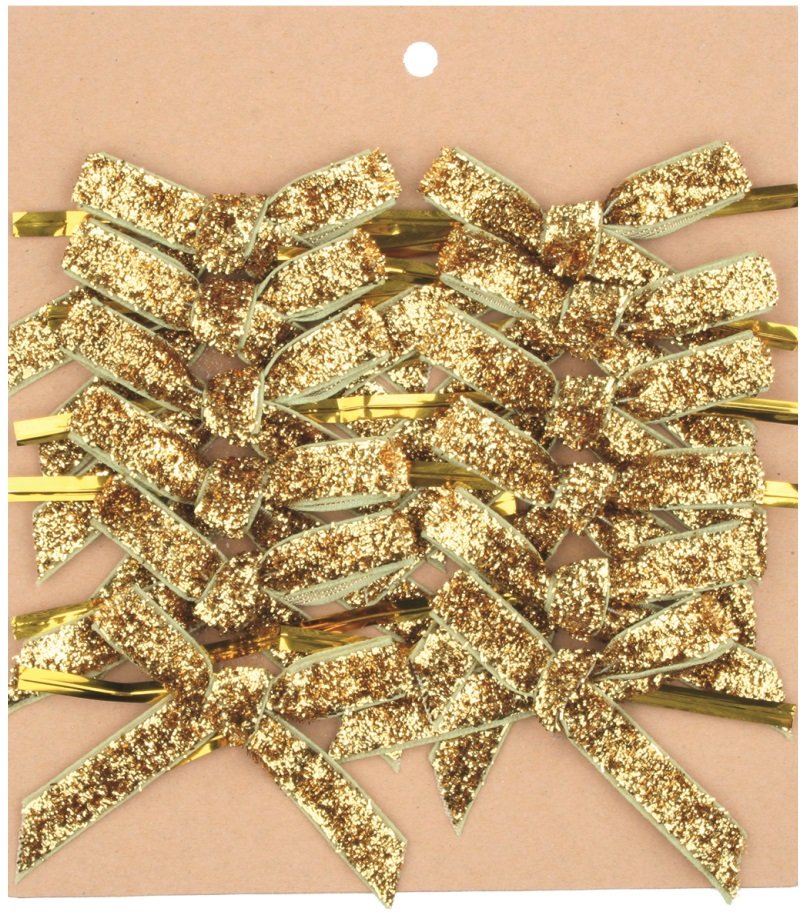 Mašle úzká zlatá třpytivá 8 cm, 12 ks  (5914)