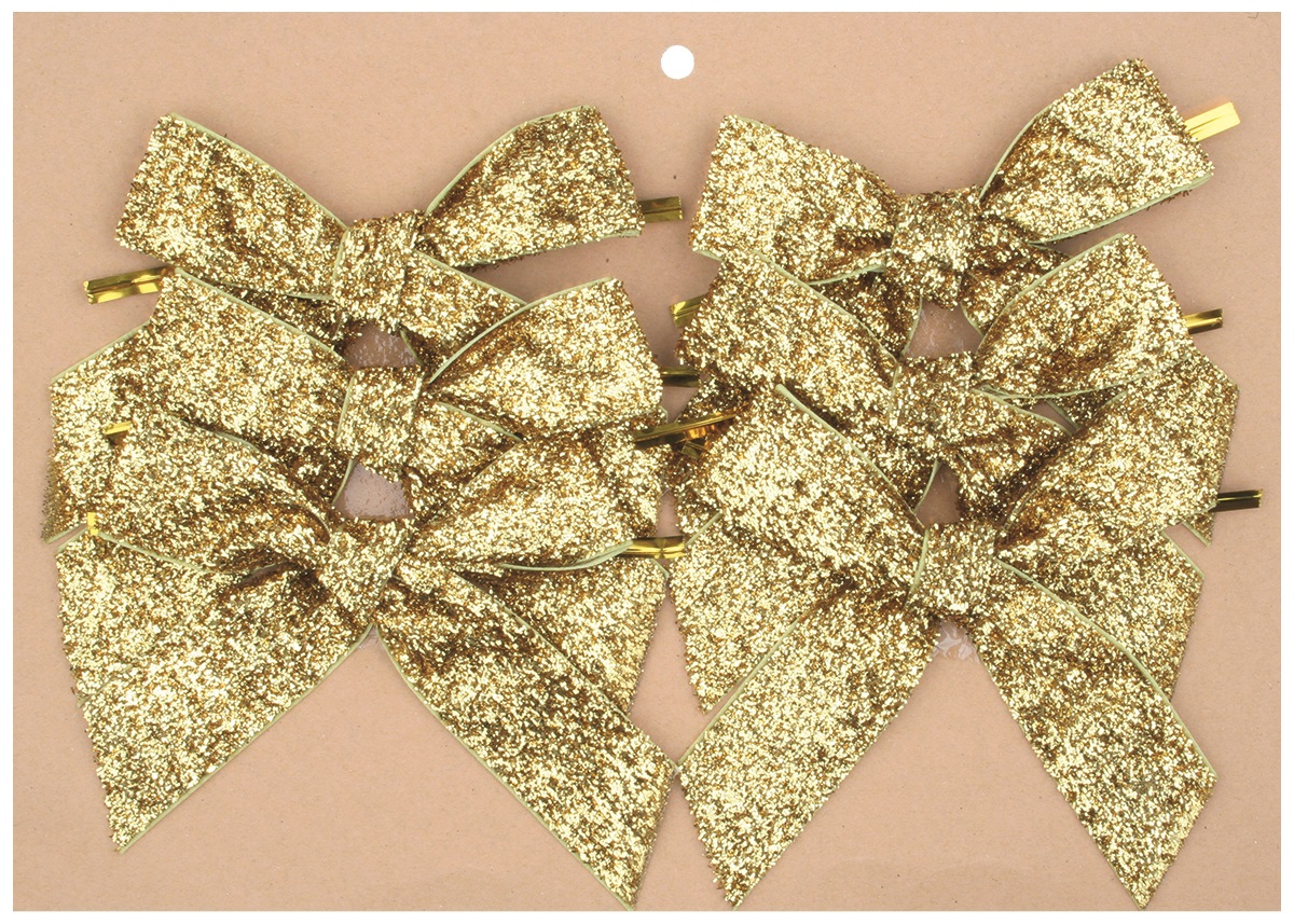 Mašle zlatá třpytivá  10 cm, 6 ks  (5920)