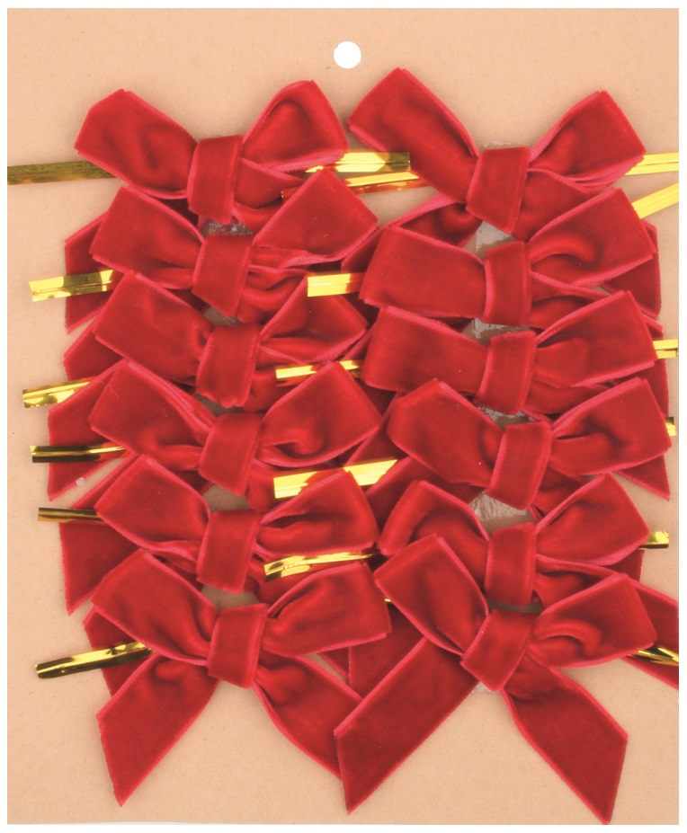 Mašle sametová červená 8 cm, 12 ks  (5922)