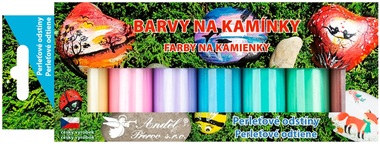 Barvy na kamínky akrylové 7 x 15 g, LESK, PERLEŤ