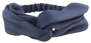 Čelenka elastická  saténová s kříženým uzlem, tmavě modrá