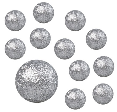 Kuličky stříbrné polystyrénové glitrové cca 2 cm, 30 ks