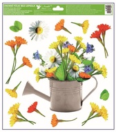 Okenní fólie – Šedá konev s květy