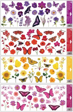Okenní fólie 60 x 22,5 cm, motýli a květiny 