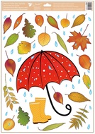 Okenní fólie – Červený deštník s gumáky