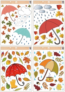 Okenní fólie podzimní deštníky 35 x 50 cm 