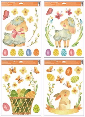 Okenní fólie s glitry Velikonoční 30 x 42 cm