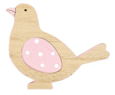 Ptáček dřevěný na postavení 12 cm růžový