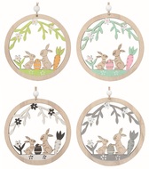 7380 Velikonočn&iacute; dekorace Zaj&iacute;c v kruhu ze dřeva 10 x 10 x 0,5 cm na zavě&scaron;en&iacute;-1