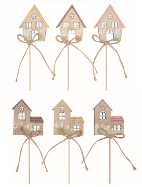 Domek dřevěný 5 x 6 x 0,5 cm + špejle