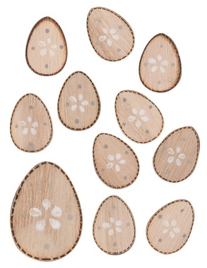 Dřevěná vajíčka s lepíkem 3 cm, 12 ks v sáčku