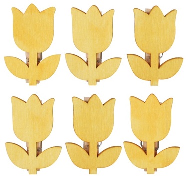 Tulipány dřevěné na kolíčku 4 cm, 6 ks v sáčku