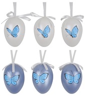 7515 Vajíčka modrobílá s motýlky 6 cm, 6 ks v sáčku-1