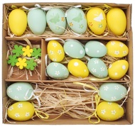 Sada 24 ks - plastová vajíček mix velikostí, dekorace v krabičce