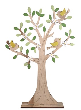 Strom dřevěný s ptáčky 30 x 44 cm 