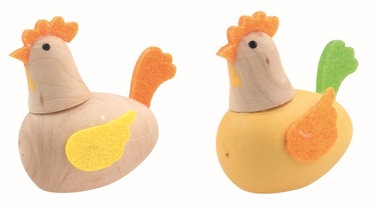 Slepice dřevěné 4,5 x 4,5 x 2,5 cm na postavení, 2 ks v sáčku