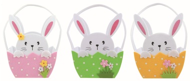 Košík z filcu s dekorem Zajíce 17 x 9 x 10,5 cm + Zajíc + poutko