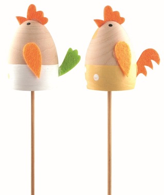 Slepice dřevěná 3,5 x 5,5 x 5 cm + špejle