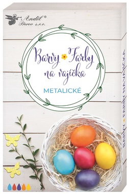 Barvy na vajíčka gelové metalické, 5 ks v balení, rukavice