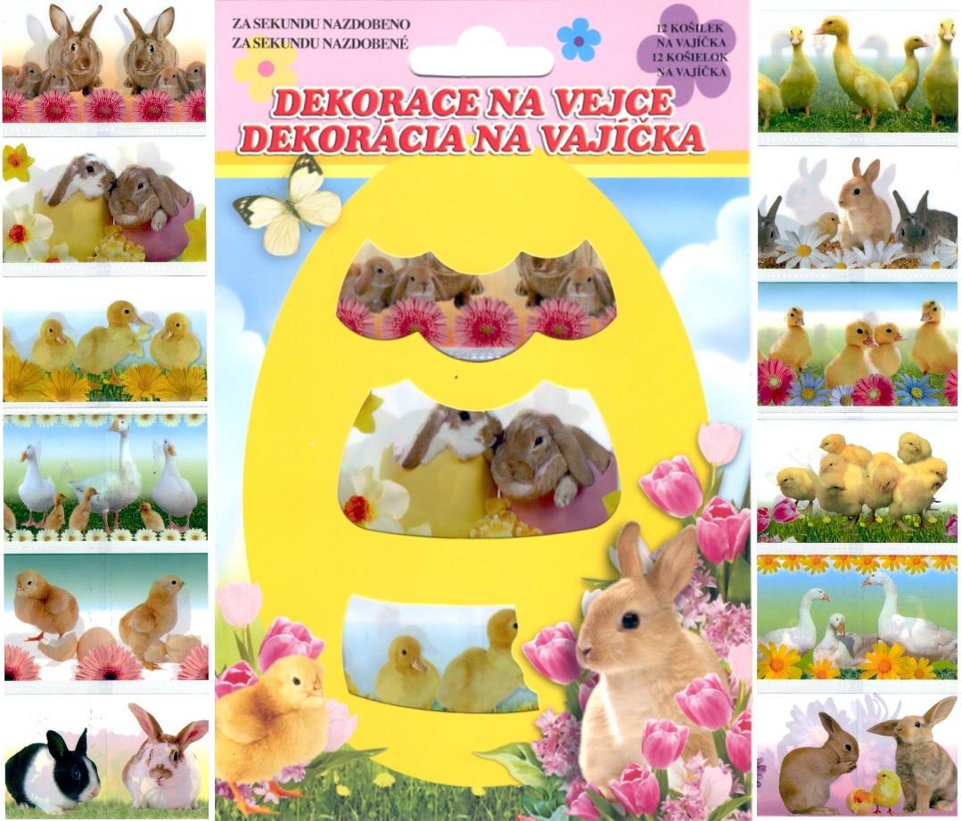 Smršťovací dekorace na vejce 12 ks, živá zvířátka (779)
