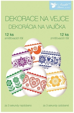 Smršťovací dekorace na vejce 12 ks, tradiční vzory