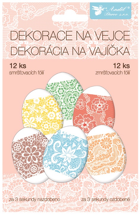 Smršťovací dekorace na vejce 12 ks, krajka (834)