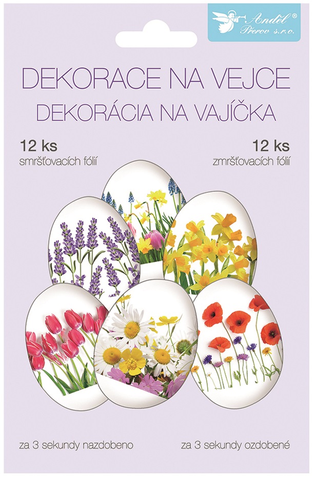 Smršťovací dekorace na vejce 12 ks, jarní květy (836)