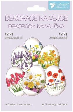 Smršťovací dekorace na vejce 12 ks, jarní květy