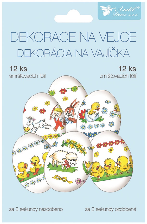 Smršťovací dekorace na vejce 12 ks, tradiční motivy (837)