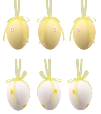 Vajíčka plastová na zavěšení 5 cm,s kytičkou,6 ks v sáčku 