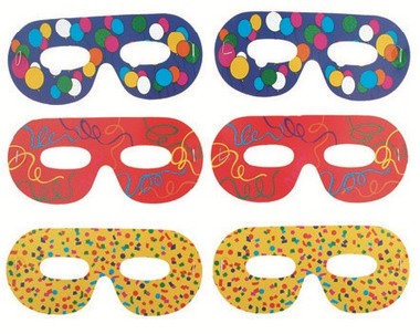 Škraboška brýle - barevný potisk, 6 ks