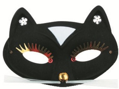 Plesová škraboška kočka černá 17 cm
