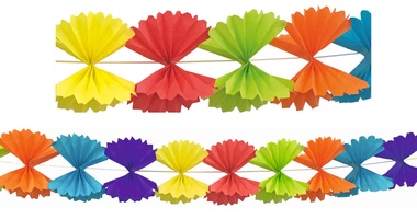 Girlanda papírová 300x23,5 cm - skládaná mašle barevná