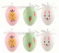 9307 Velikonočn&iacute; vejce plastov&aacute; malovan&eacute; Velikonoce 6 cm na zavě&scaron;en&iacute;, 6 ks v s&aacute;čku-1